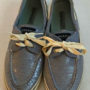 SPERRY TOP SIDER BABY BLUE SPARKLE BOAT SHOES SZ 10M